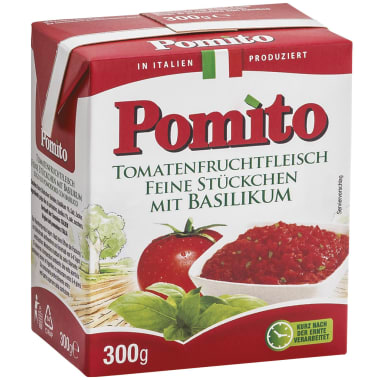 Pomito Tomatenfruchtfleisch feine Stückchen Basilikum
