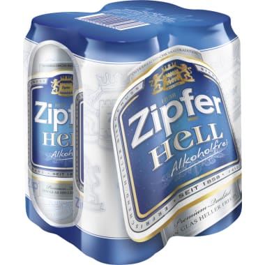 Zipfer Hell alkoholfrei Tray 4x 0,5 Liter Dose