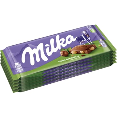 MILKA Schokolade Ganznuss 5er-Packung