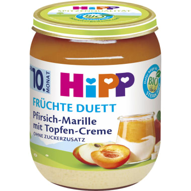 HiPP Früchte Duett Pfirsich-Marille-Topfencreme 10. Monat