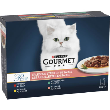 PURINA Gourmet Perle Rind Huhn Lachs Kaninchen 8x 85 gr