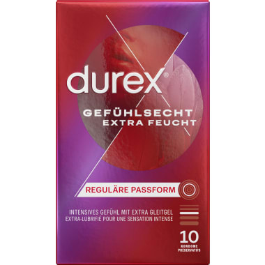 Durex Gefühlsecht Kondome Extra Feucht 10er-Packung