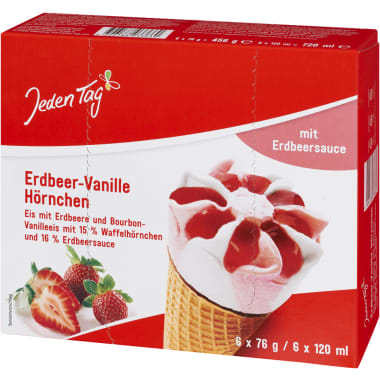 Jeden Tag Waffelhörnchen Erdbeer 6er-Packung