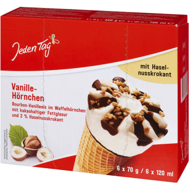 Jeden Tag Waffelhörnchen Vanille 6er-Packung