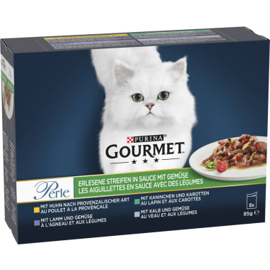 PURINA Gourmet Perle Erlesene Streifen mit Gemüse 8x 85 gr