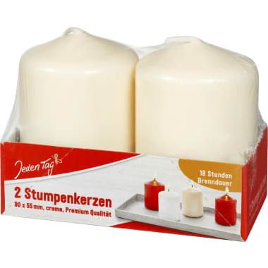 Jeden Tag Stumpenkerzen Creme 2er-Packung