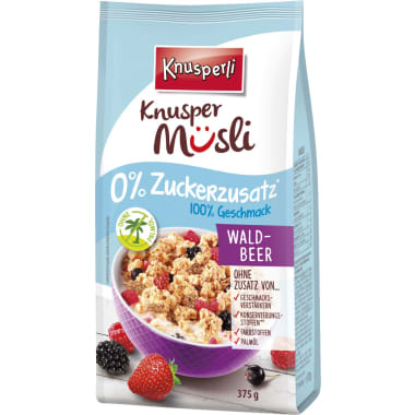 KNUSPERLI Knuspermüsli mit 0% Zuckerzusatz Waldbeer