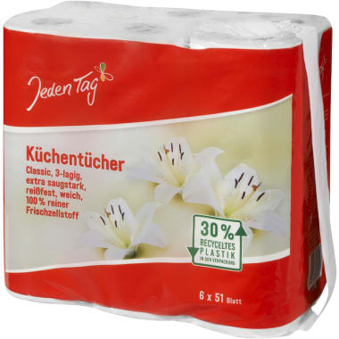 Jeden Tag Küchentücher 6x 51 Blatt 3-lagig
