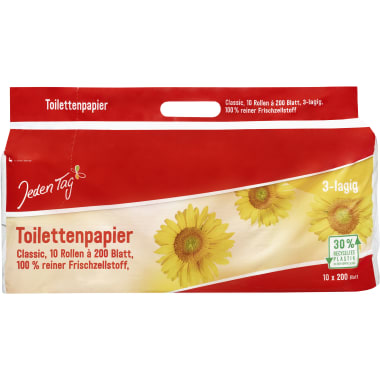 Jeden Tag Toilettenpapier Classic 10x 200 Blatt 3-lagig