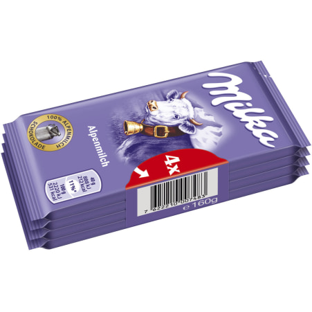 MILKA Schokolade Die Kleine Alpenmilch 4er-Packung