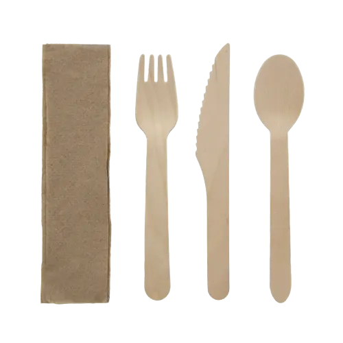 4-Piece Wooden Cutlery Kit