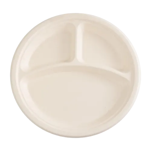 10" Round 3-Section Molded Fiber Plate