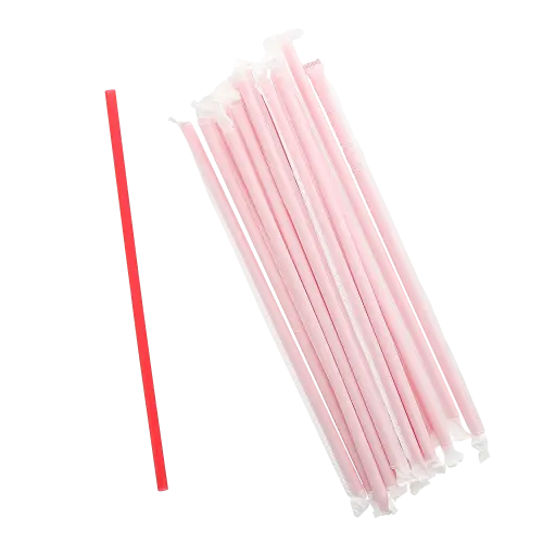 10.25" Giant Red Polypropylene Straws, Wrapped