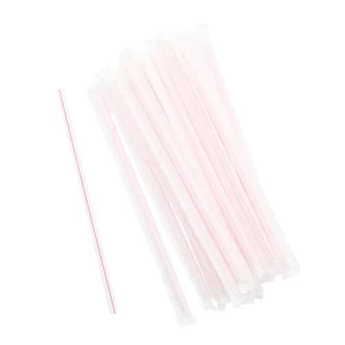 7.75" Giant Red Striped Polypropylene Straws, Wrapped