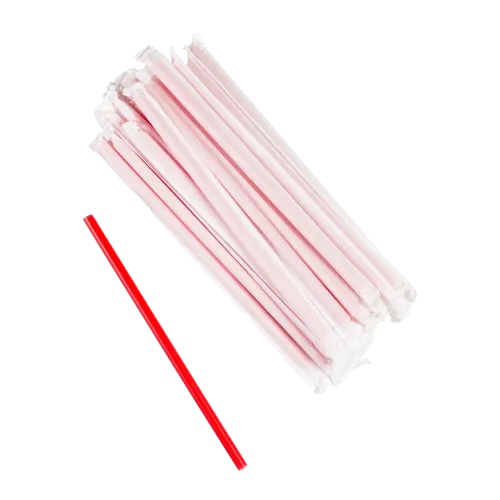 7.75" Giant Red Extra-Heavy Polypropylene Straws, Wrapped
