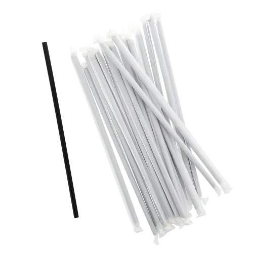 10.25" Giant Black Polypropylene Straws, Wrapped