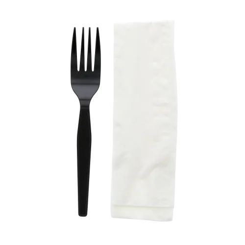 2-Piece Medium Heavy-Weight Black Polystyrene Cutlery Kit