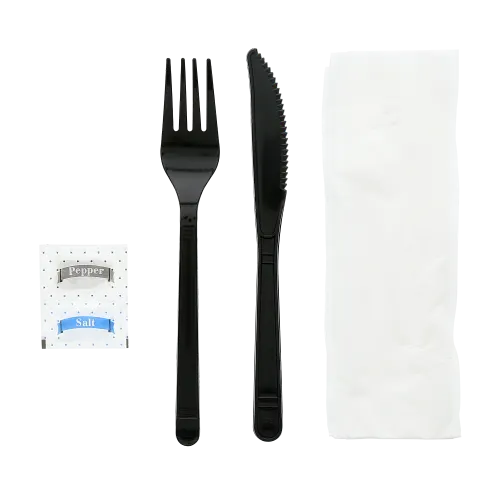 5-Piece Medium Heavy-Weight Black Polypropylene Cutlery Kit