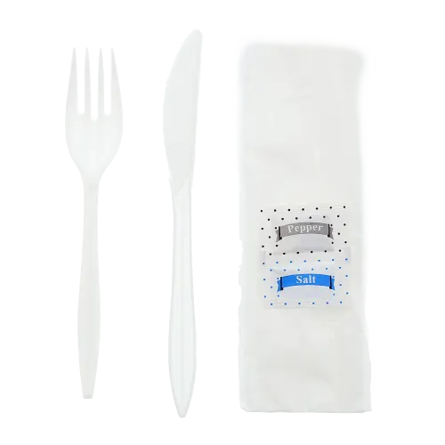 5-Piece Medium-Weight White Polypropylene Cutlery Kit