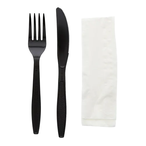 3-Piece Heavy-Weight Black Polystyrene Cutlery Kit