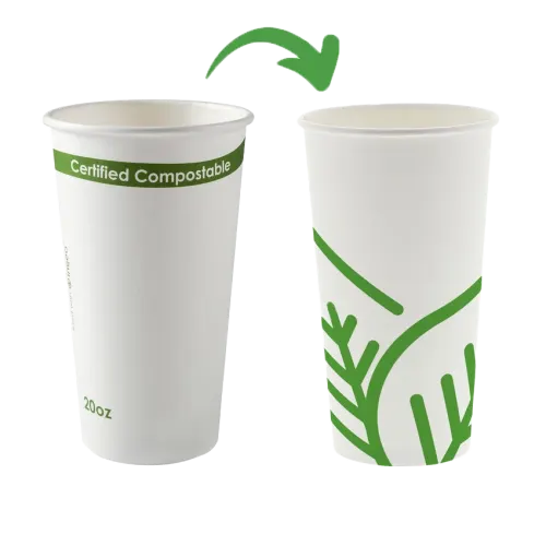 20 oz. White Compostable Hot Cups