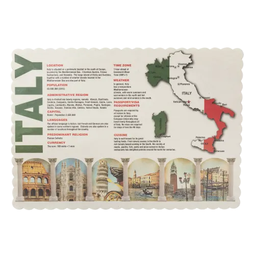 Italy Themed Scalloped Edge Paper Placemat