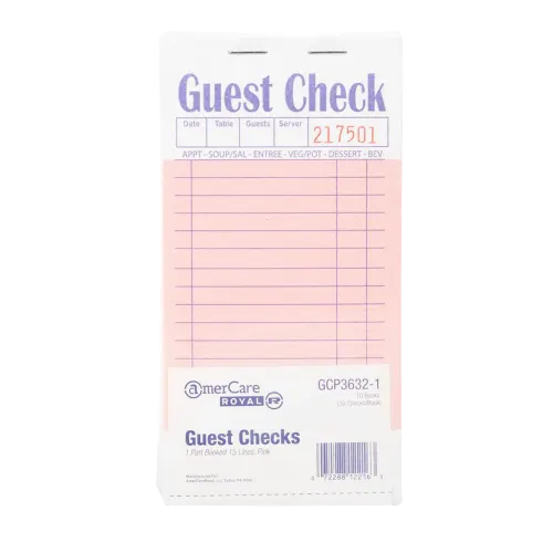 6.75" x 3.50" Pink with Board Single Part Booked Guest Checks