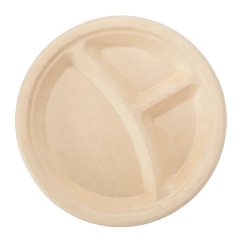 9" Round 3-Section Molded Fiber Plate