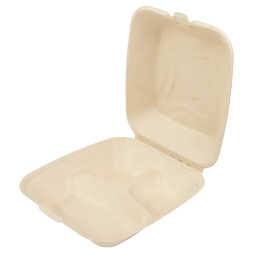 8" x 8" x 3" Molded Fiber Hinged Lid Containers