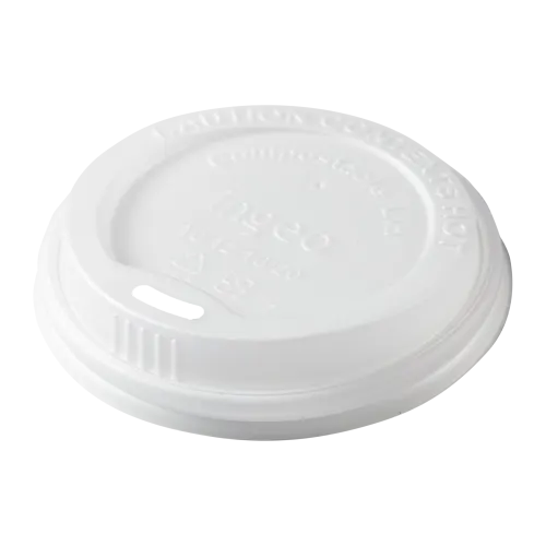 10 oz., 12 oz., 16 oz., 20 oz. White CPLA Hot Cup Lids