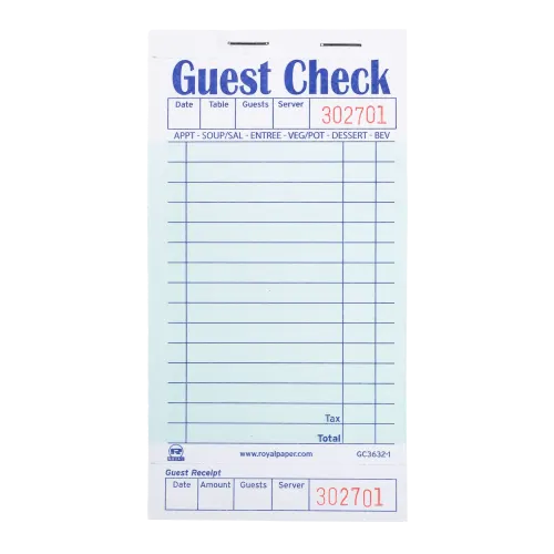 6.75" x 3.50" Green With Board Single Part Booked Guest Checks