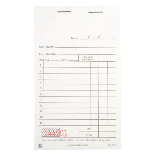 6.7" x 3.50" White Multi-Part Carbonless Guest Checks