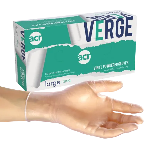 Large Clear Powdered Verge Vinyl Gloves