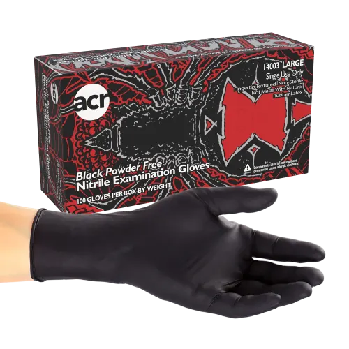 Large Black Powder-Free Black Widow Nitrile Gloves