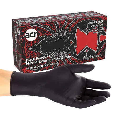 X-Large Black Powder-Free Black Widow Nitrile Gloves