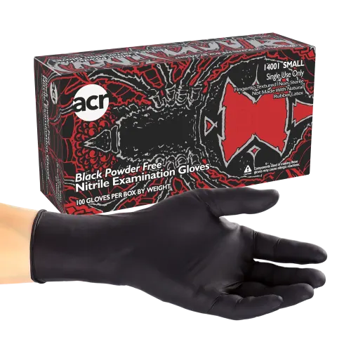 Small Black Powder-Free Black Widow Nitrile Gloves