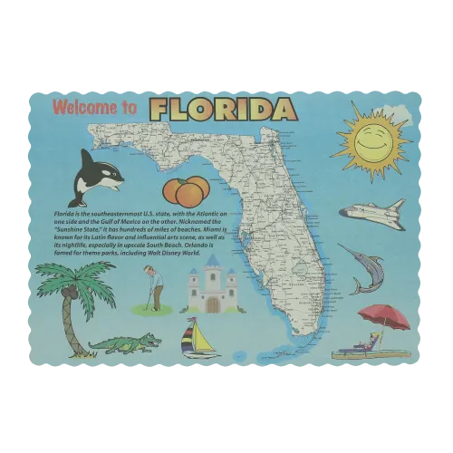 Florida Themed Scalloped Edge Paper Placemat