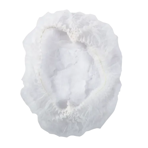 21" White Pleated Bouffant Caps