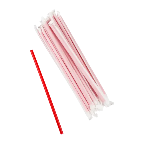 9" Giant Heavy Red Polypropylene Straws, Wrapped