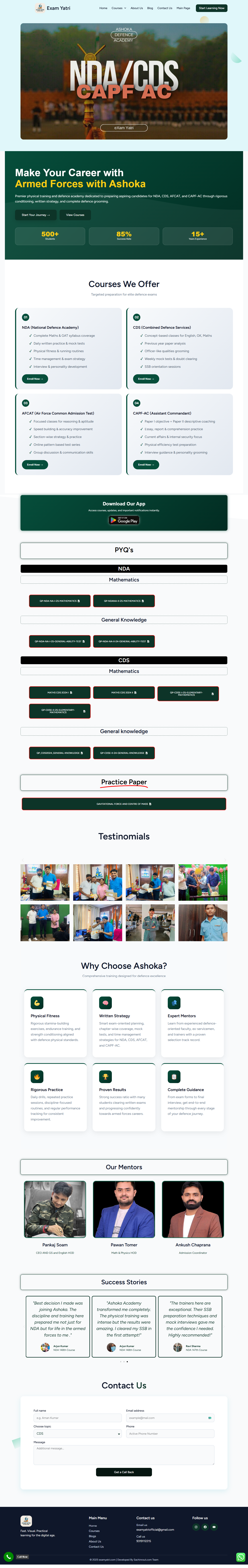 eXam Yatri Website Full View