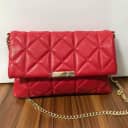 Little Mistress Red Quilted Chain Clutch Bag New Look