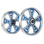 Buy ALLOY WHEEL SET FOR RE CLASSIC FATBOY HARLEY FROST BLUE CNC KINGWAY on 0 % discount
