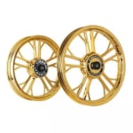 Buy ALLOY WHEEL SET FOR RE ELECTRA HARLEY YMODEL GOLD CHROME KINGWAY on 0 % discount