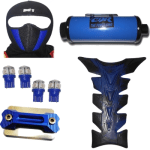 Buy FACE MASK FOR RIDERS(BLUE-BLACK) WITH FANCY DISC CAP, LED BULB SMALL SET OF 4 BLUE COLOR,UNIVERSAL CBZ SILENCER AND PETROL TANK PAD ZADON on 0.00 % discount