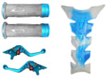 Buy MOXI ADJUSTABLE LEVER SET (BLUE) WITH FANCY HANDLE GRIP SET AND PETROL TANK PAD (TRANSPARENT SKY BLUE) ZADON on 0.00 % discount