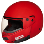 Buy FLIP UP FULL FACE HELMET NINJA PASTEL PLAIN MATT SPORTS RED STUDDS on 0 % discount