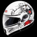 Buy FLIP UP FULL FACE HELMET NINJA 2G D2 DECOR WHITE N2 (600MM) STUDDS on 0 % discount