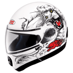 Buy FLIP UP FULL FACE HELMET NINJA 2G D2 DECOR WHITE N2 STUDDS on 0 % discount