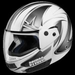 Buy FLIP UP FULL FACE HELMET NINJA D5 DECOR WHITE N4  (600MM) STUDDS on 0 % discount