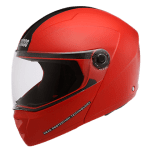 Buy FLIP UP FULL FACE HELMET NINJA ELITE RED WITH PLAIN CENTER STRIP STUDDS on 0 % discount